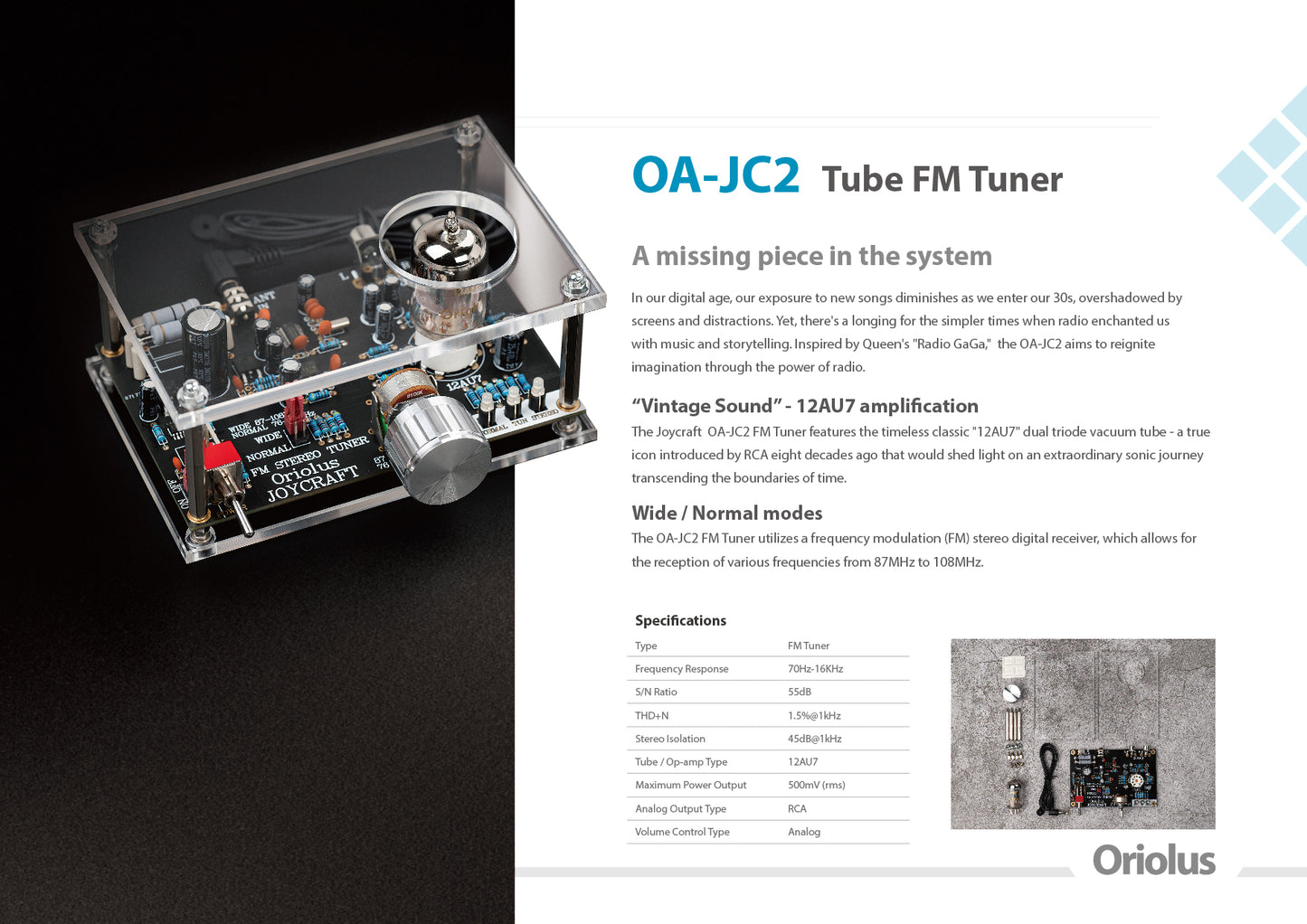 OA-JC2(Tube FM Tuner)JOYCRAFT DIY Series